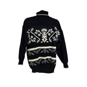 Jeanette by Fran Kiernan Sweater Womens Medium Black Turtleneck Pullover Vintage